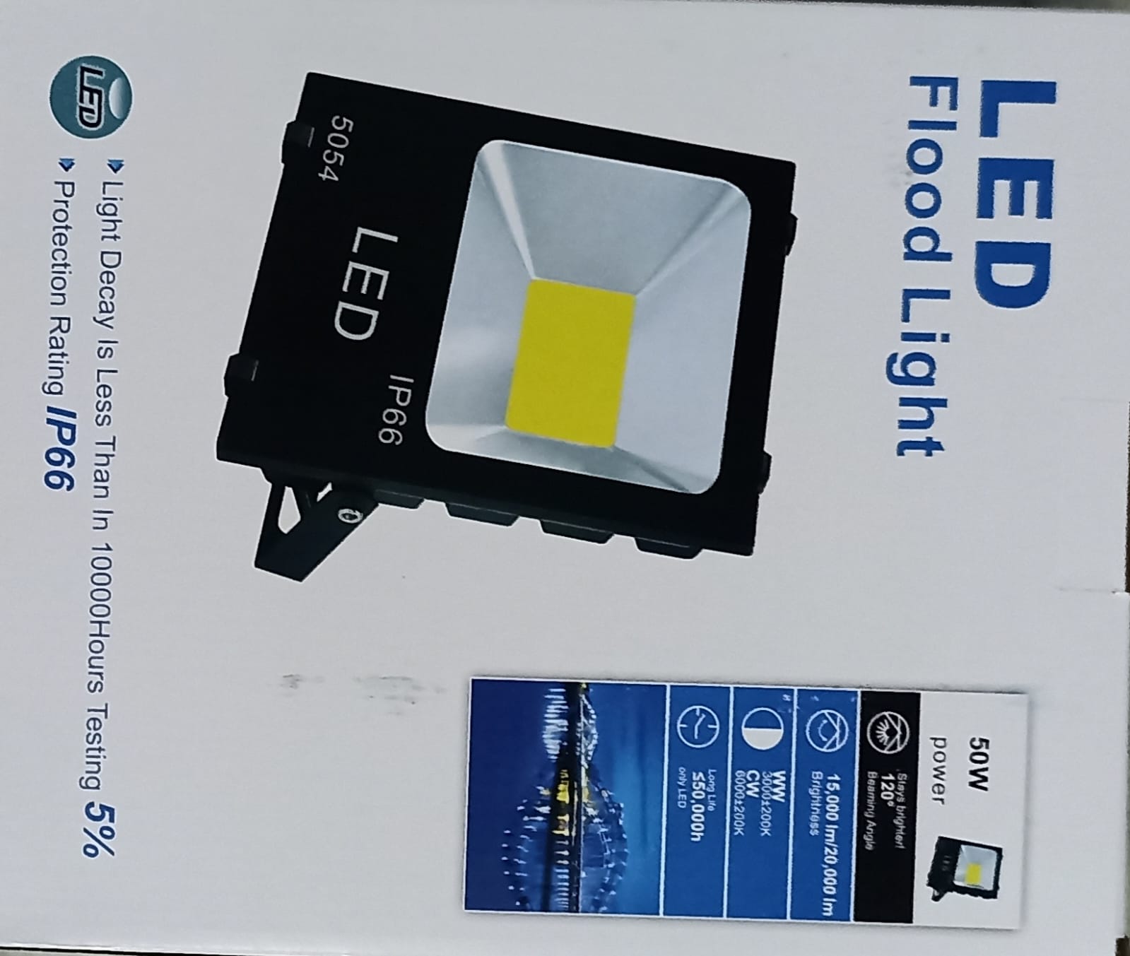 LED Flood Light (50W, IP66) - Industrial & Flood Lighting | Acharya H.P.L overseas